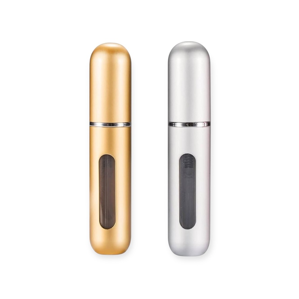 2 Portable Mini Refillable Travel Atomizers Gold and Silver Capacity 5ml
